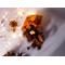 Pumpkin Spice potpourri spilling from an orange sachet with pine cones, nuts, and festive lights on a soft gray background.
